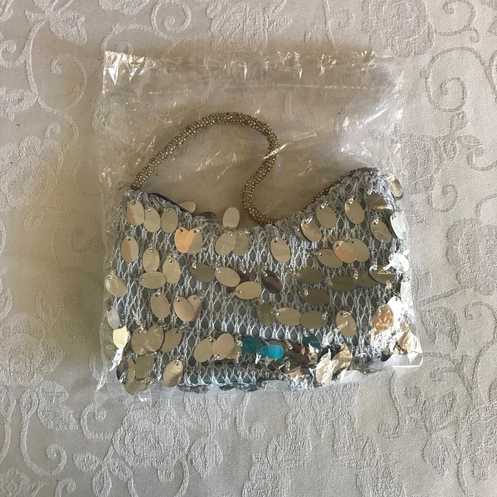 SPARKLY SILVER MINI PURSE! NWT!